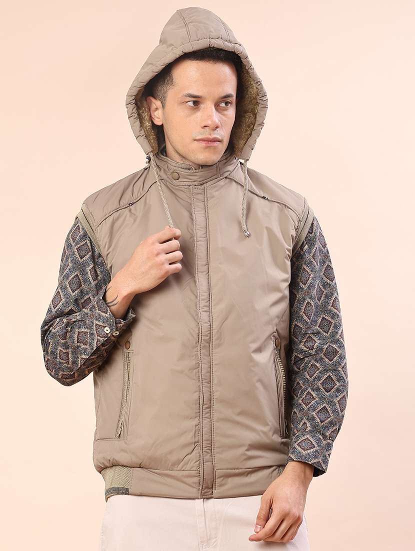 men solid sleeveless lightweight bomber jacket - 22171301 -  Standard Image - 2