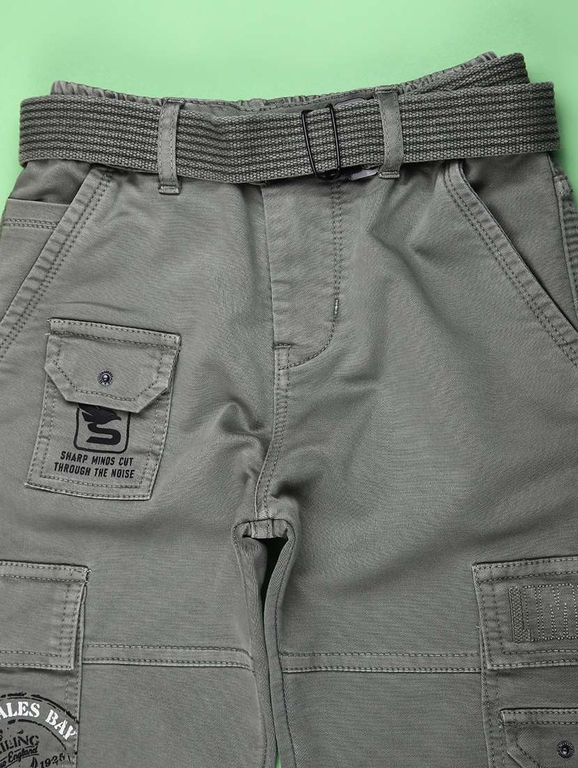 boys solid mid rise cargo  - 22171322 -  Standard Image - 2