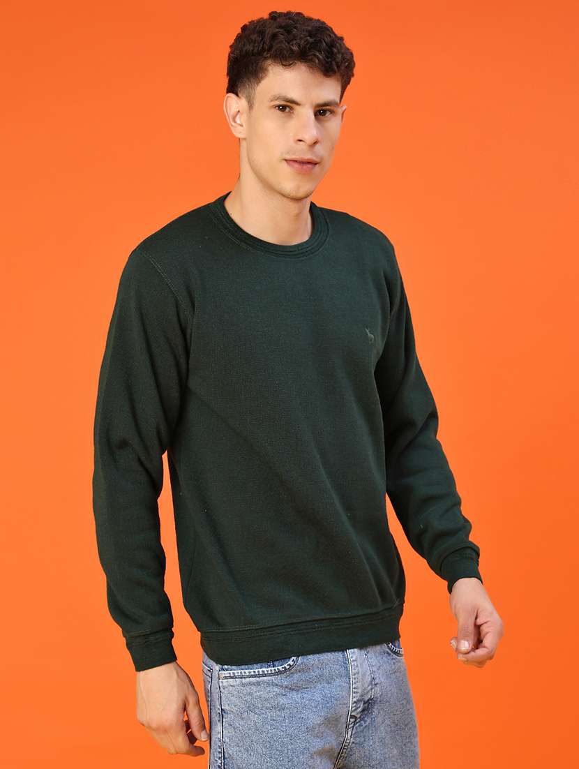 bottle green cotton blend pullover - 22171357 -  Standard Image - 2
