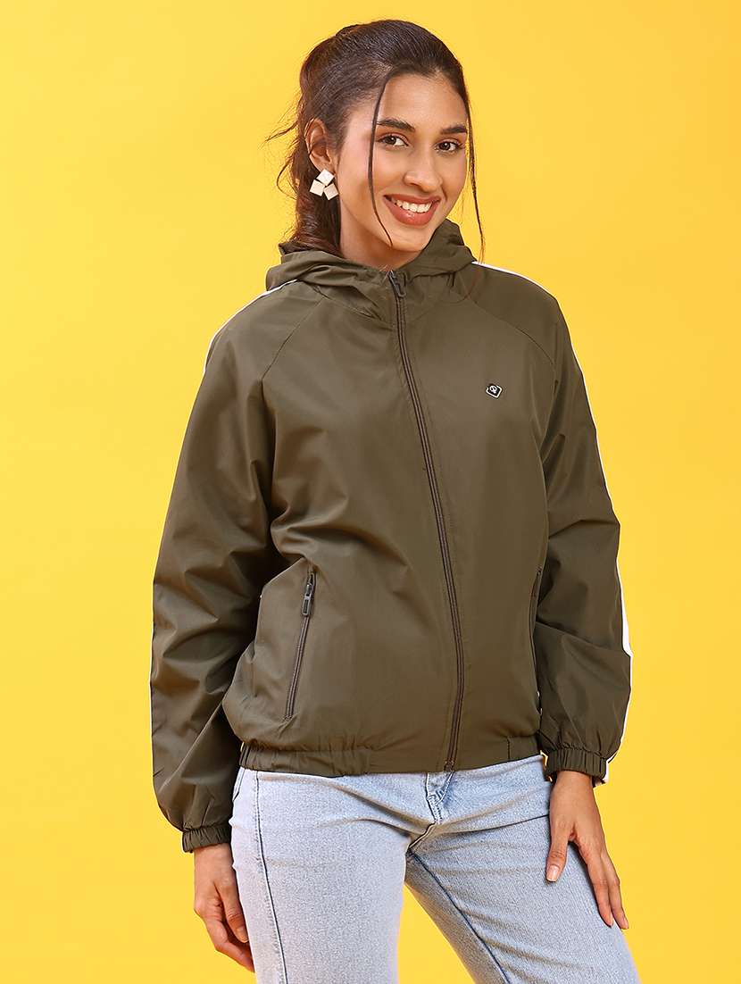women solid long sleeve hooded bomber jacket - 22171442 -  Standard Image - 2
