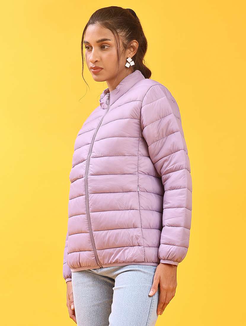 women solid long sleeve quilted jacket - 22171456 -  Standard Image - 2