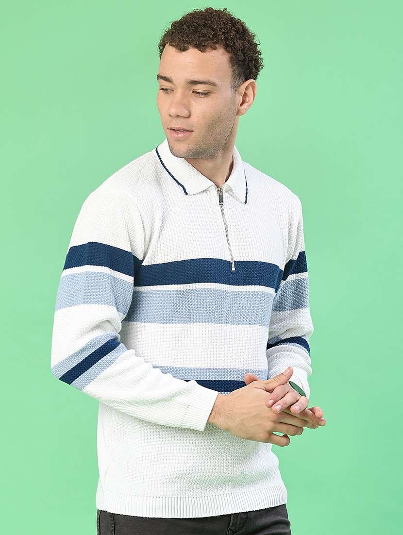 white cotton blend pullover - 22171507 -  Standard Image - 2