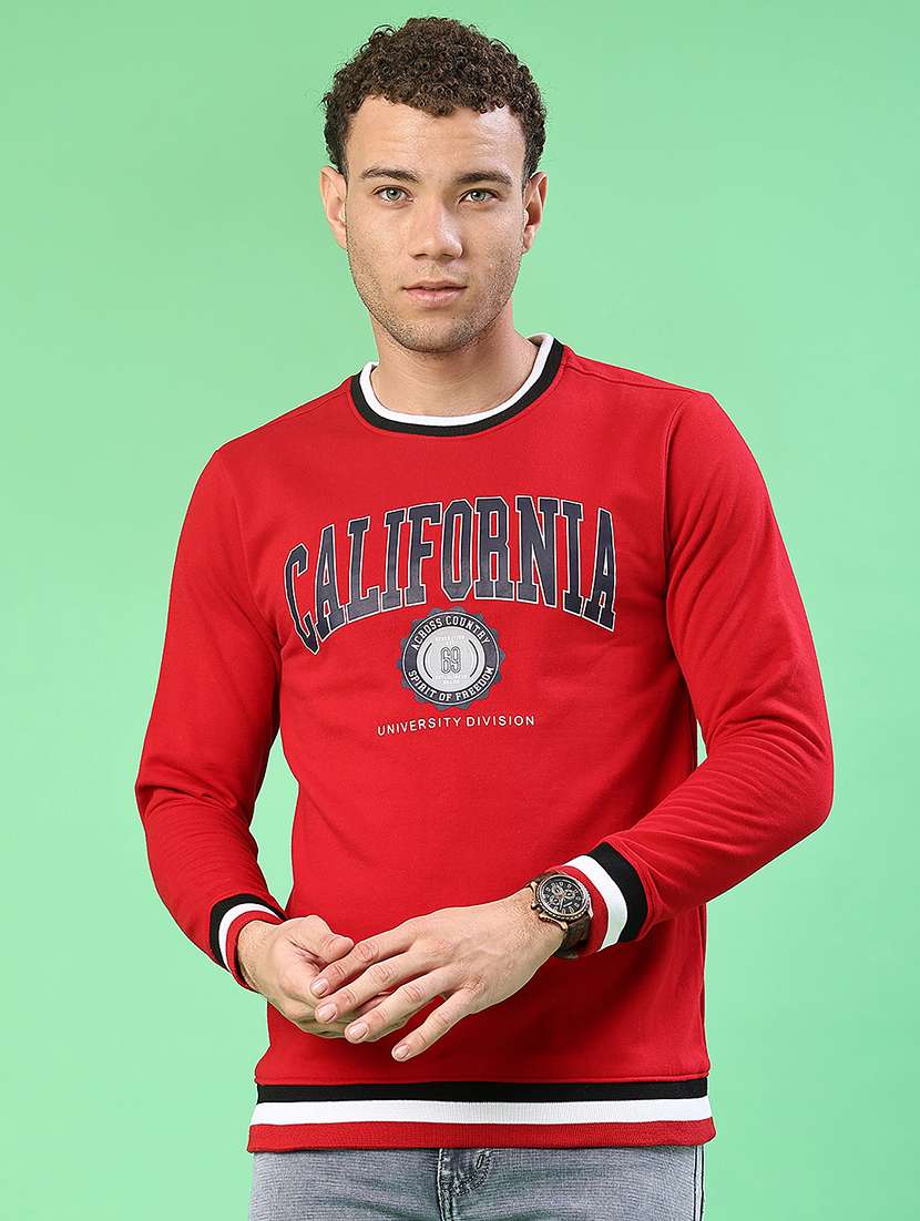 men chest print long sleeve regular fit sweatshirt