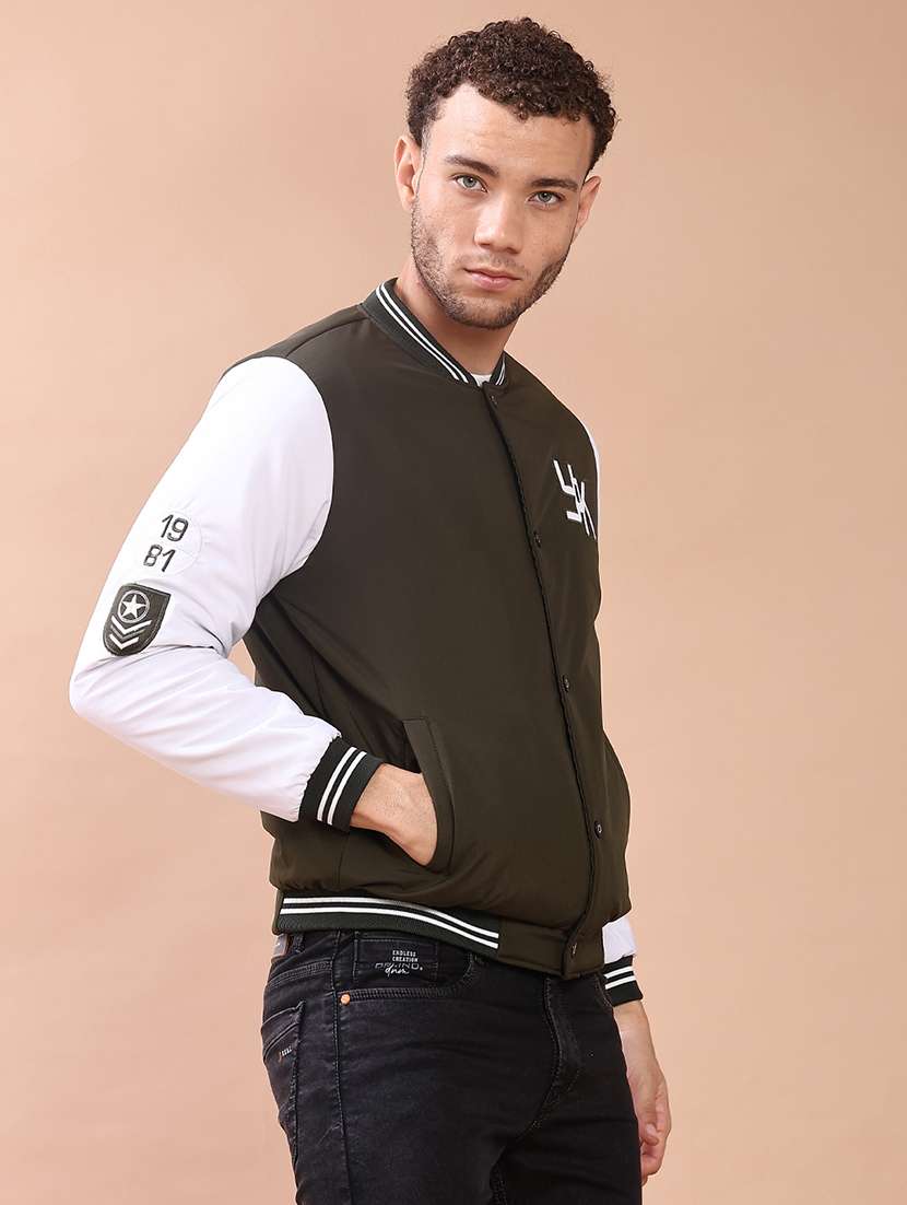 men color block henley neck varsity jacket - 22171587 -  Standard Image - 2