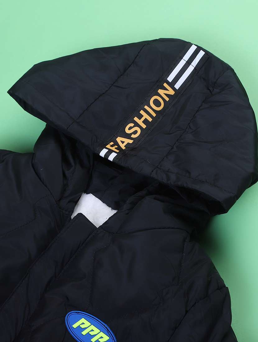 boys black quilted hooded regular jacket - 22171592 -  Standard Image - 2