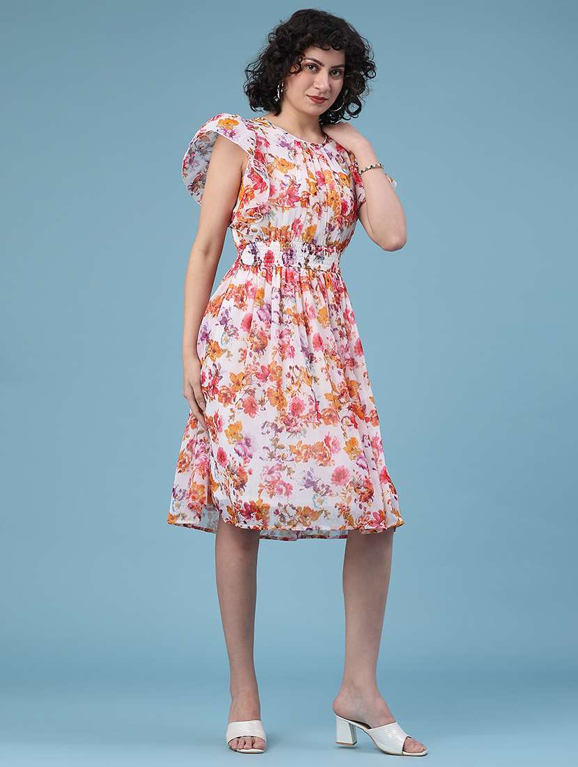 women off white polyester a-line dress - 22171716 -  Standard Image - 2