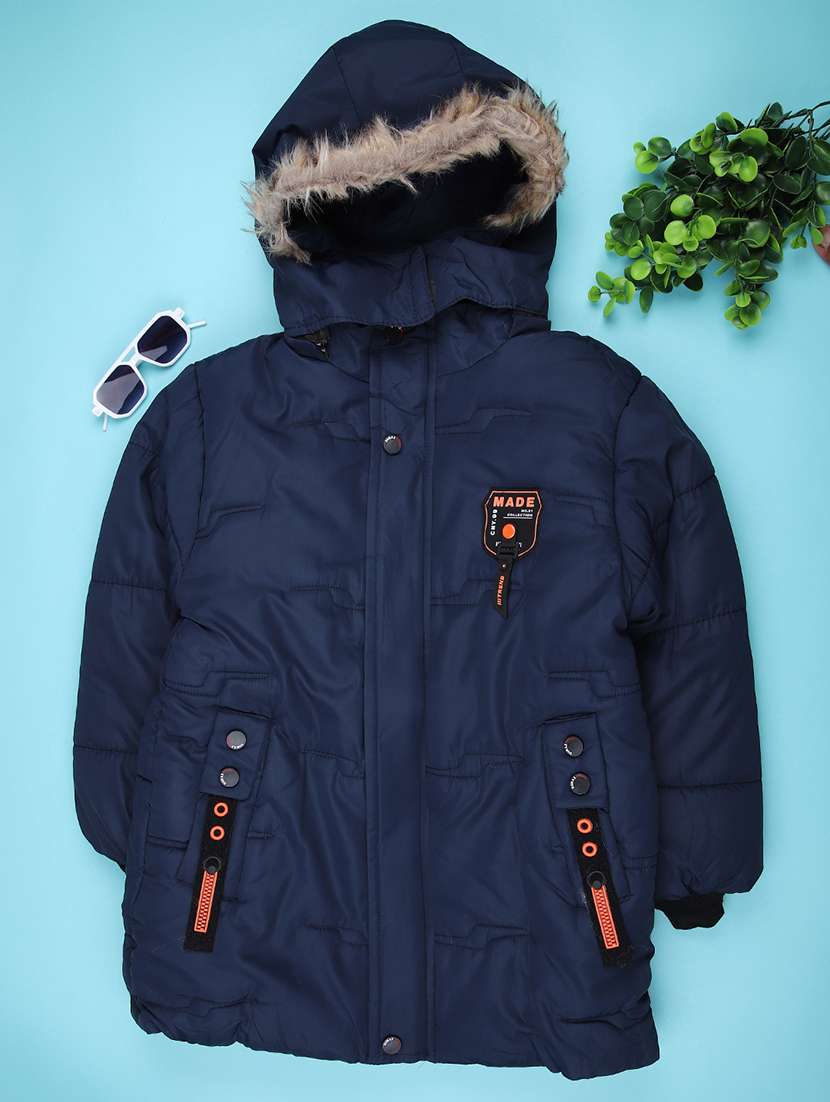 girls solid long sleeve hooded quilted jacket