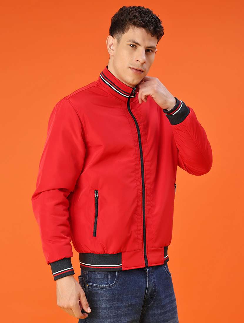 men solid long sleeve lightweight bomber jacket