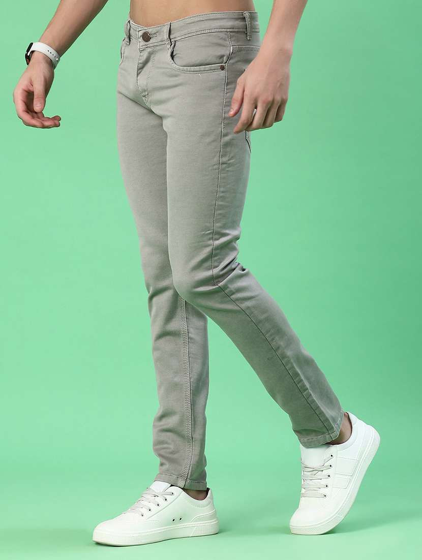 men plain mid rise full length jean