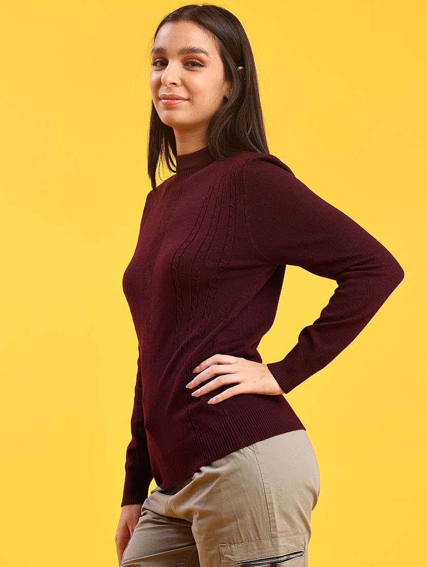 Women Self Design Long Sleeve Regular Fit Pullover - 22171926 -  Standard Image - 2