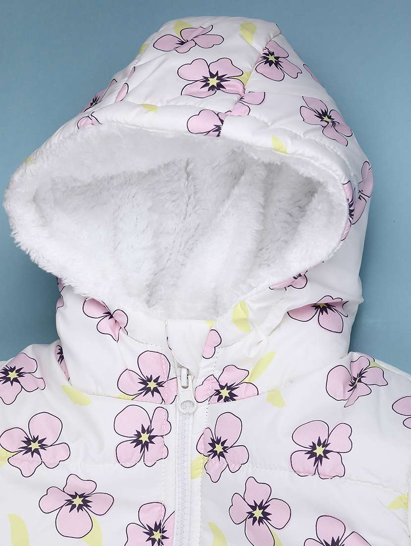 girls printed long sleeve hooded quilted jacket - 22172085 -  Standard Image - 2