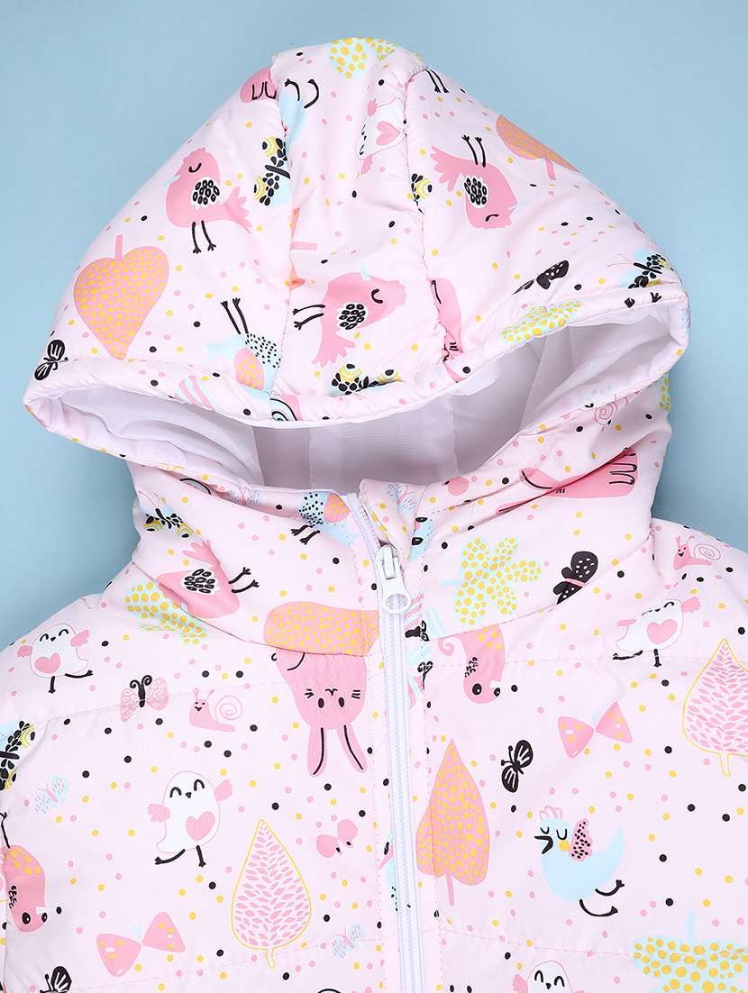 girls printed long sleeve hooded quilted jacket - 22172280 -  Standard Image - 2