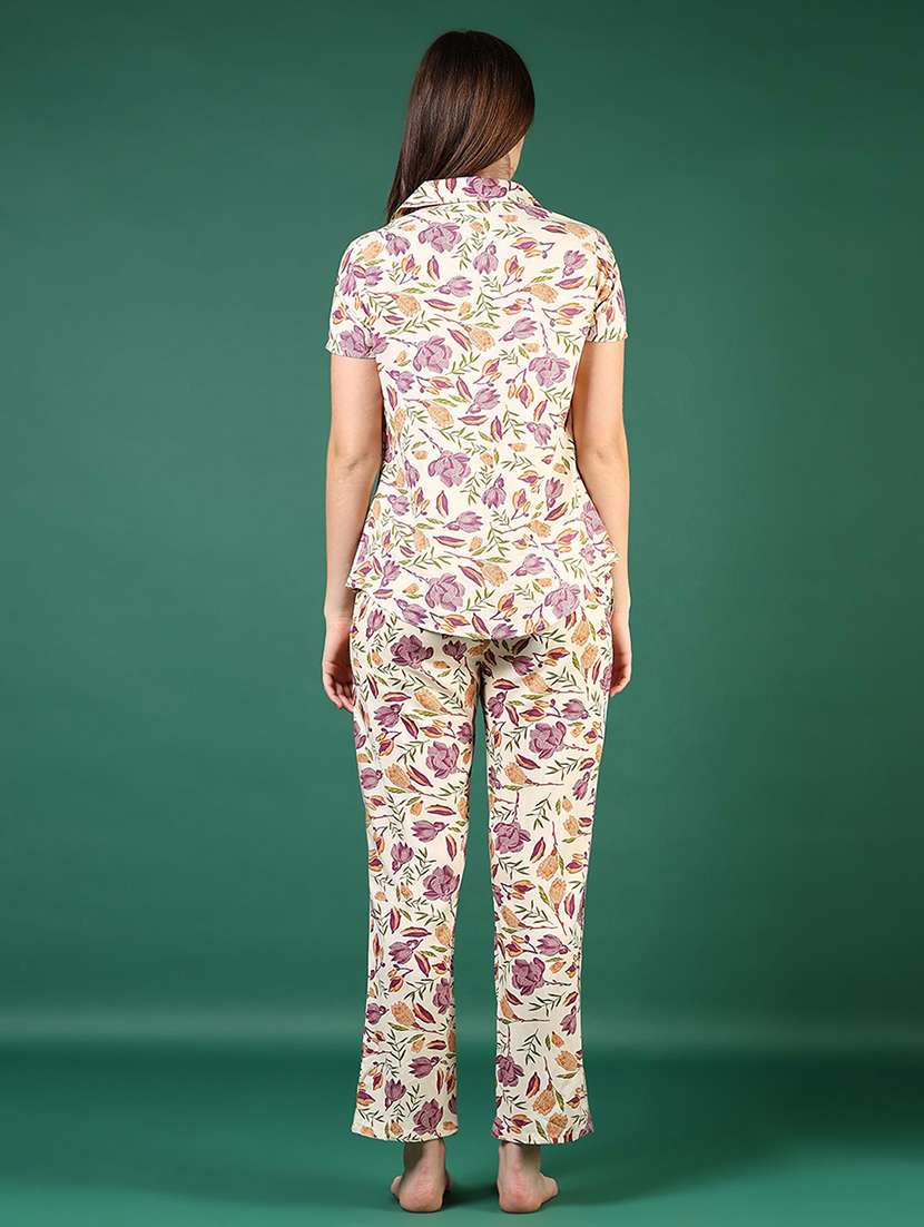 women printed nightwear pyjama set - 22172310 -  Standard Image - 2