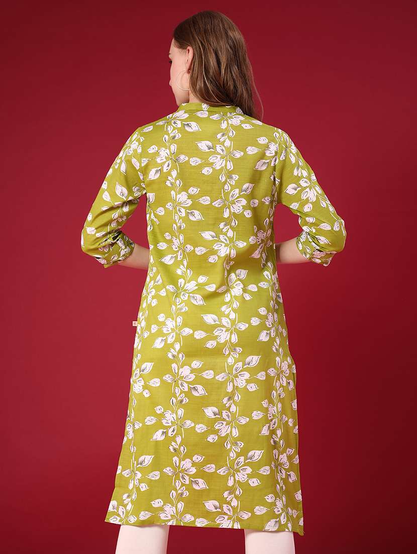 women printed three quarter sleeve straight kurta - 22173015 -  Standard Image - 2