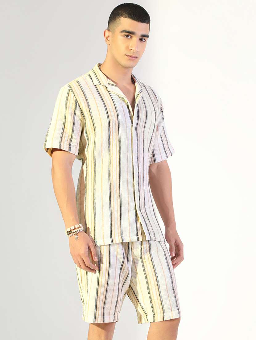men striped shirt and shorts co-ord set - 22173631 -  Standard Image - 2