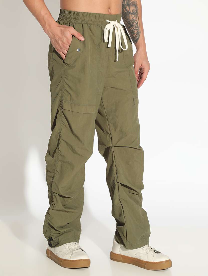 men solid mid rise relaxed fit parachute pants - 22173637 -  Standard Image - 2