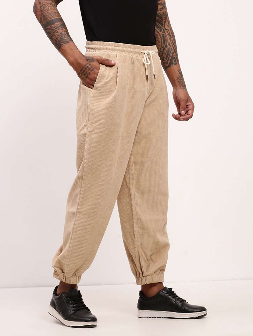 men solid mid rise relaxed fit jogger - 22173638 -  Standard Image - 2