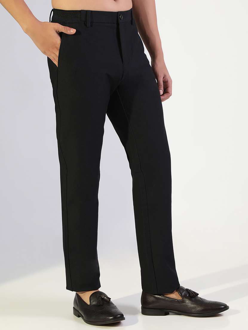men solid mid rise flat front formal trouser - 22173645 -  Standard Image - 2