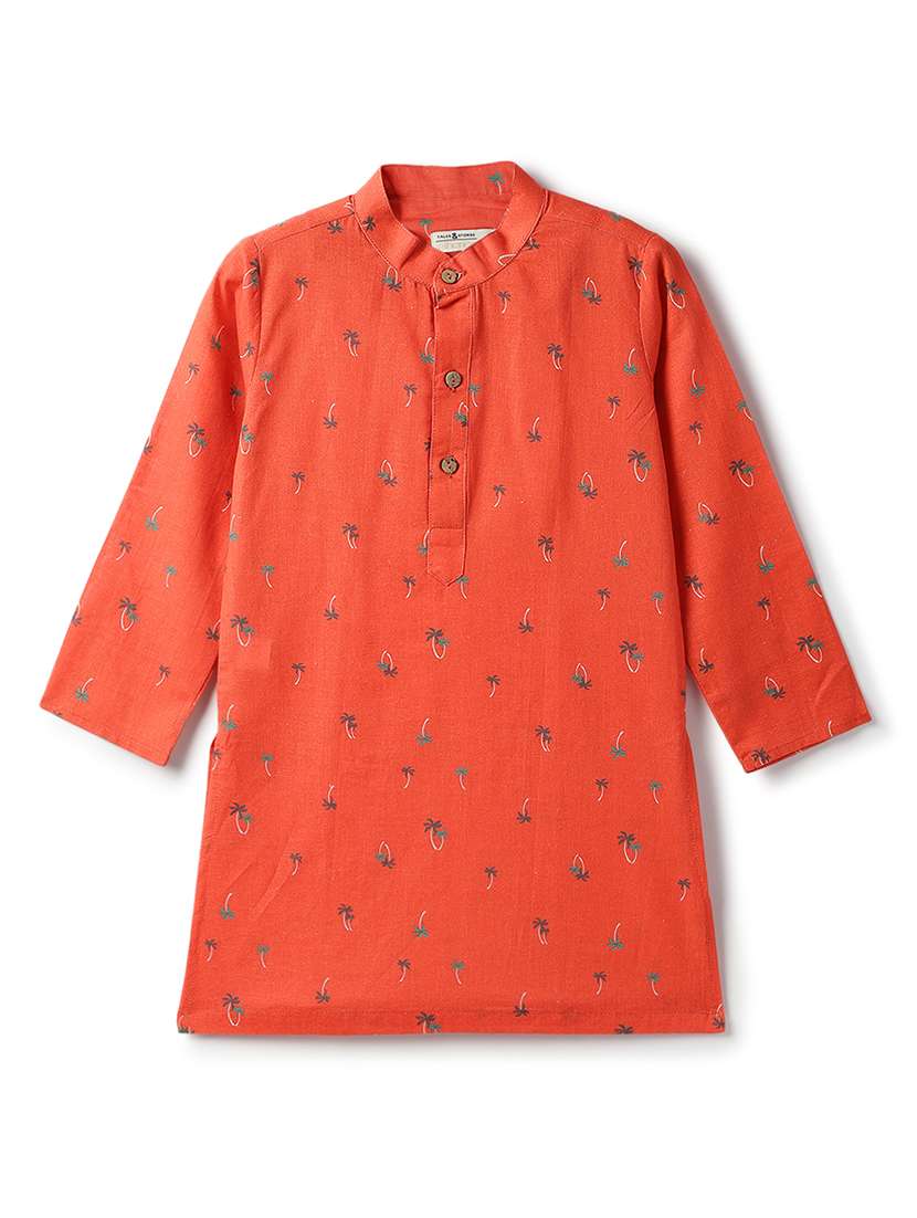 boys printed long sleeve kurta & pyjama set - 22173648 -  Standard Image - 2