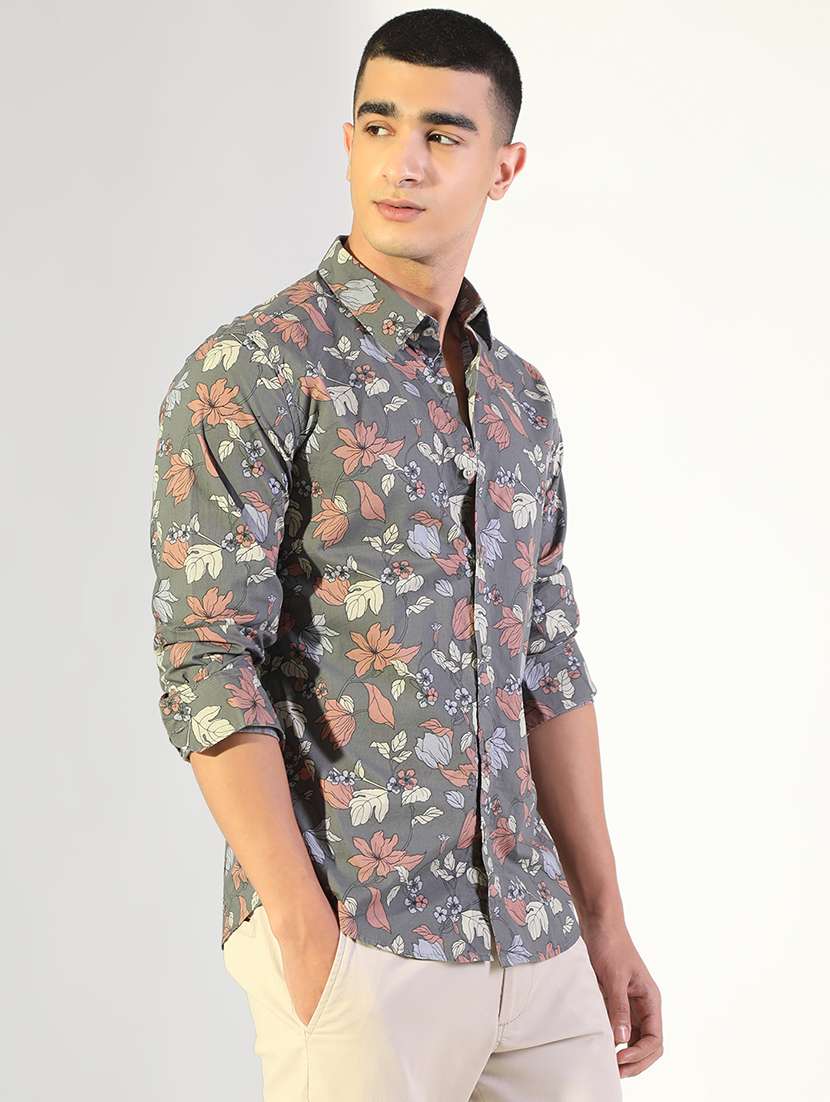 men printed collared long sleeve shirt - 22173652 -  Standard Image - 2