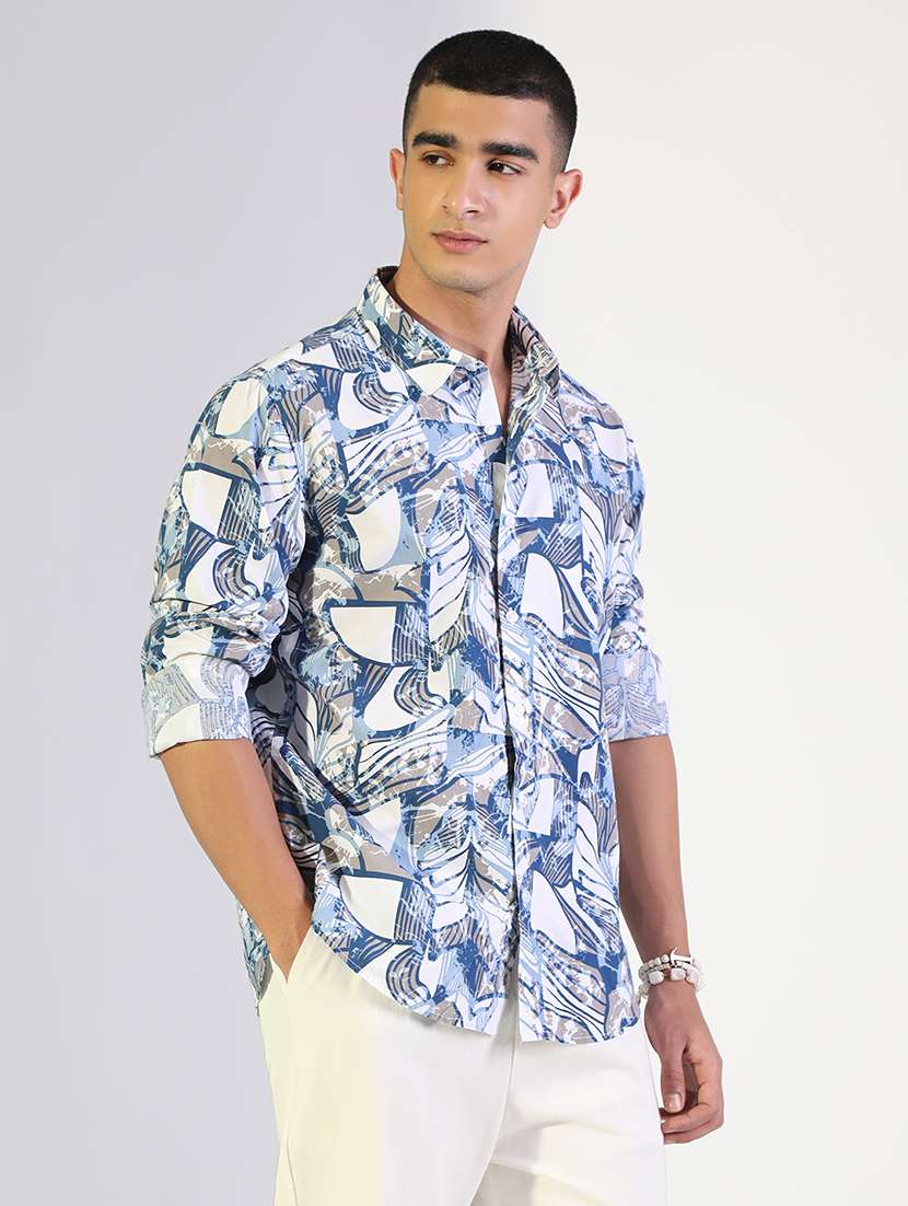 men printed collared long sleeve shirt - 22173653 -  Standard Image - 2