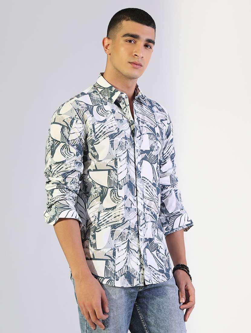 men printed collared long sleeve shirt - 22173654 -  Standard Image - 2