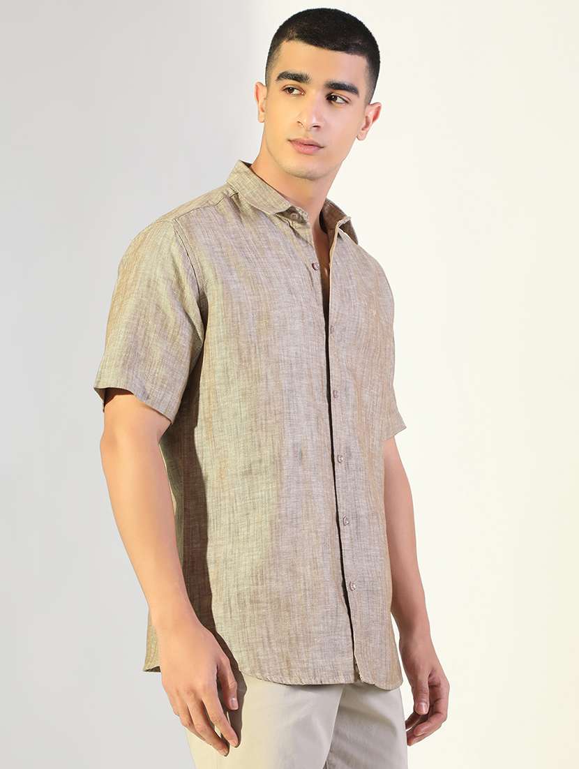 men solid collared short sleeve shirt - 22173656 -  Standard Image - 2