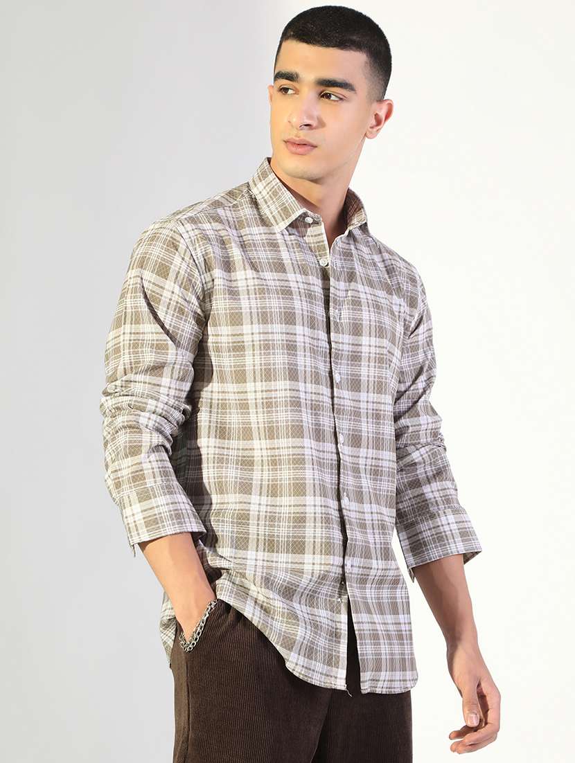 men checkered collared long sleeve shirt - 22173660 -  Standard Image - 2