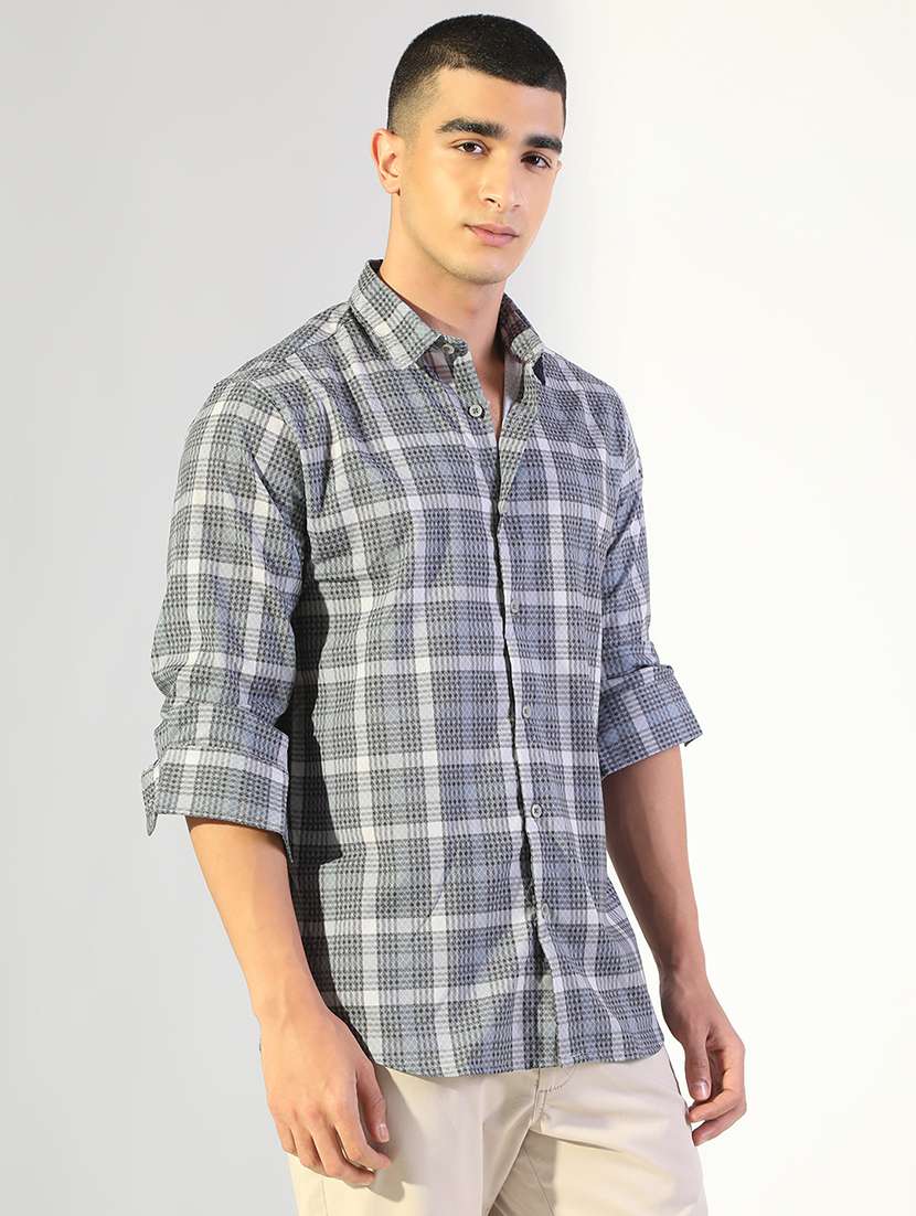 men checkered collared long sleeve shirt - 22173661 -  Standard Image - 2