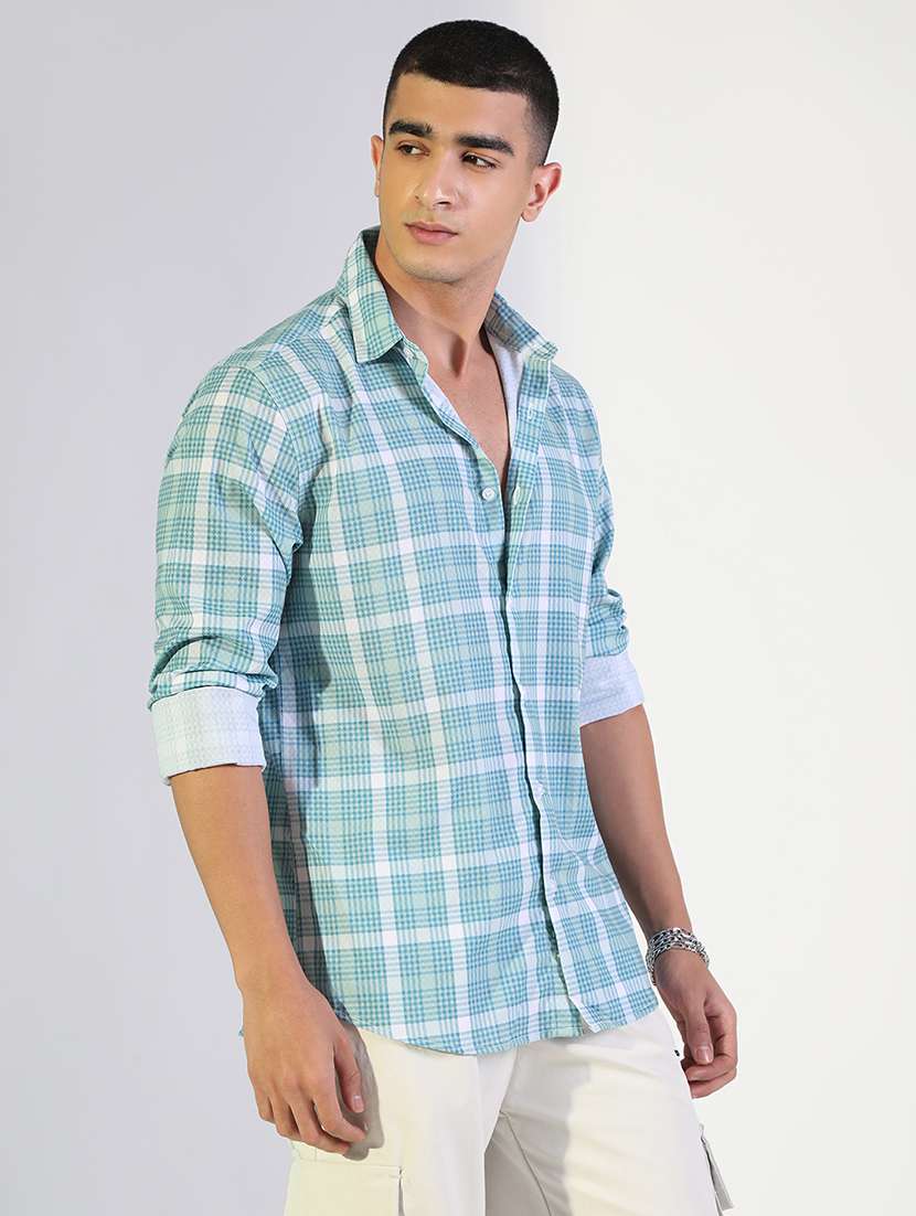 men checkered collared long sleeve shirt - 22173664 -  Standard Image - 2