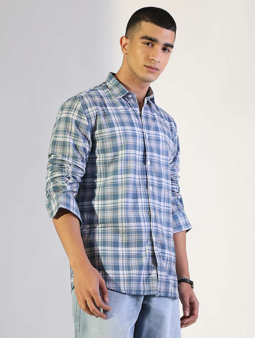 men checkered collared long sleeve shirt - 22173665 -  Standard Image - 2