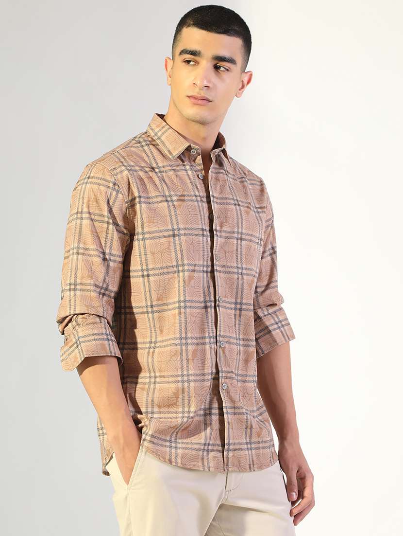 men checkered collared long sleeve shirt - 22173666 -  Standard Image - 2