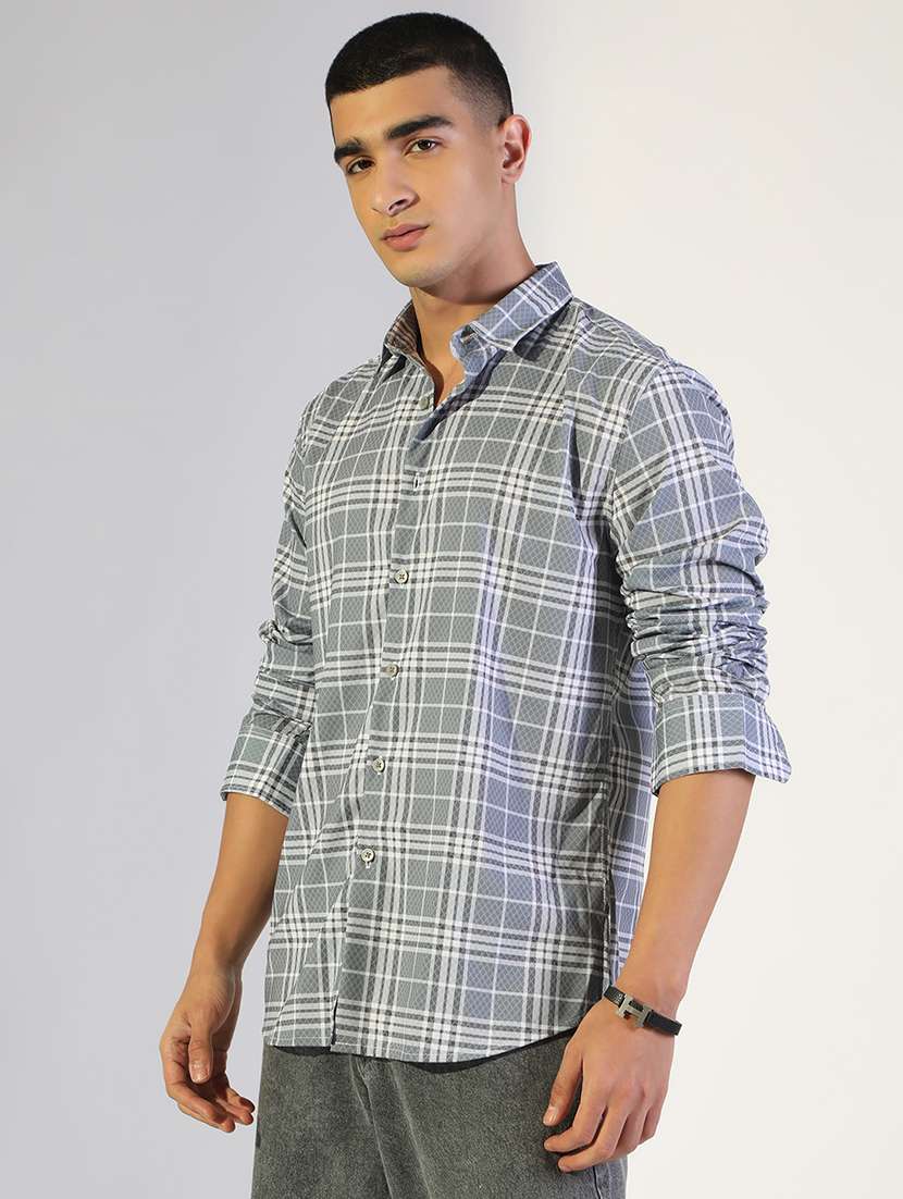 men checkered collared long sleeve shirt - 22173667 -  Standard Image - 2