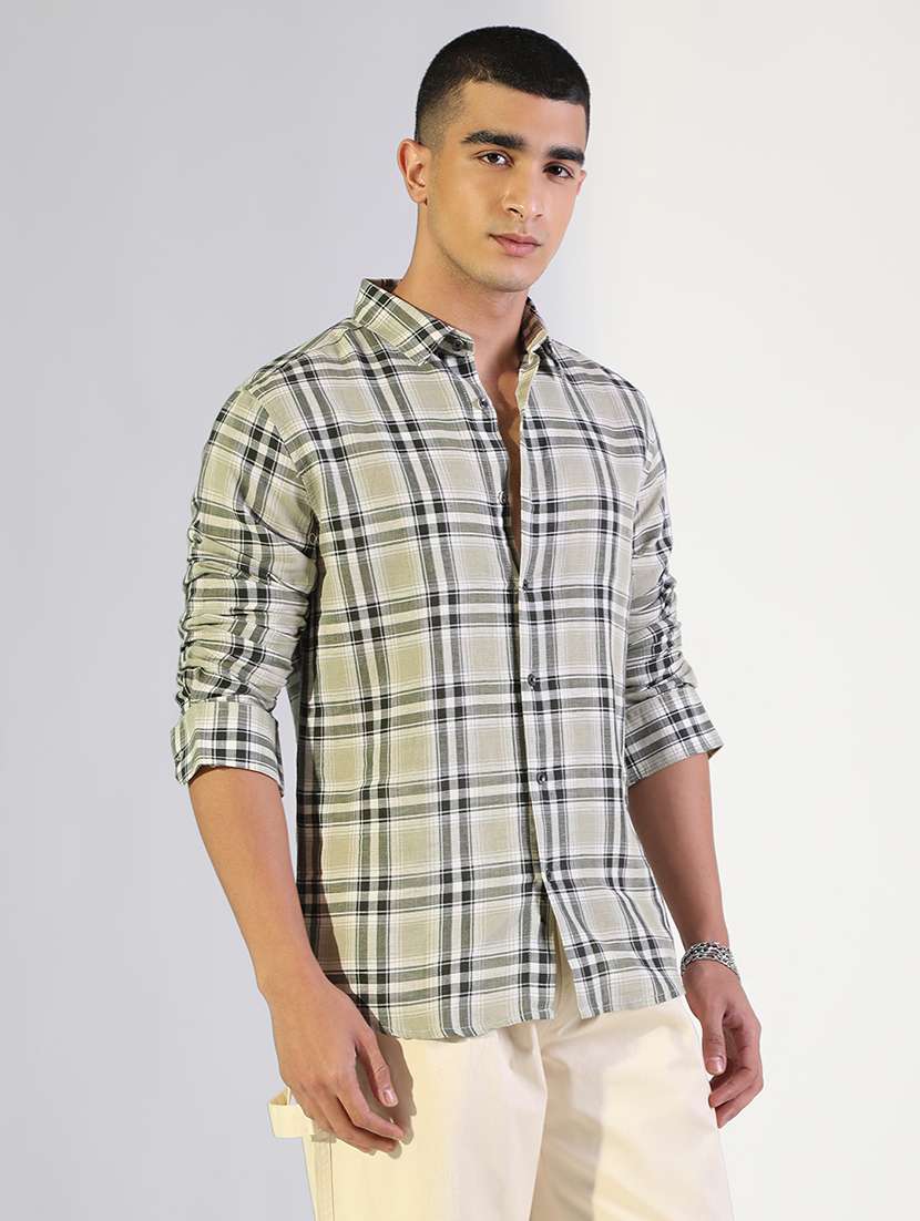 men checkered collared long sleeve shirt - 22173669 -  Standard Image - 2