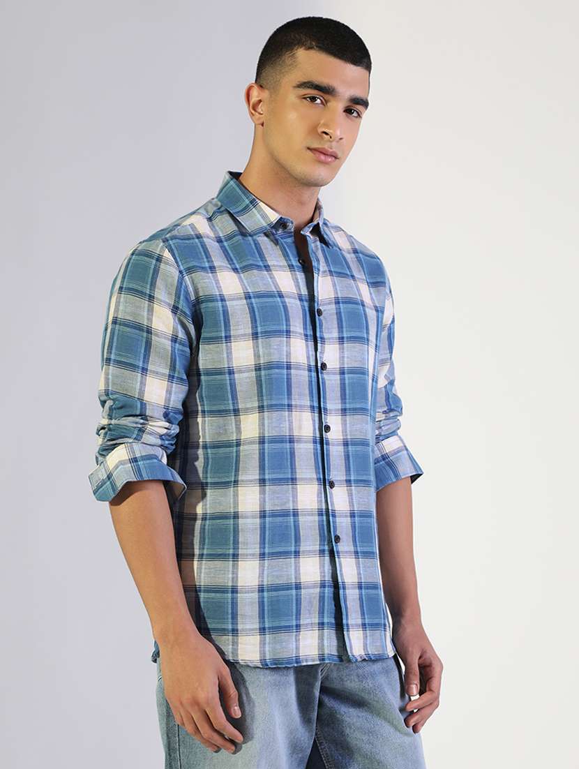 men checkered collared long sleeve shirt - 22173671 -  Standard Image - 2