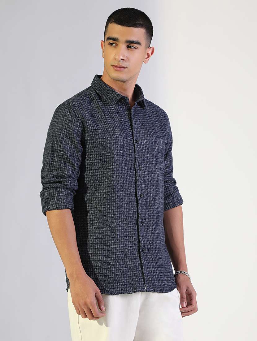 men textured collared long sleeve shirt - 22173672 -  Standard Image - 2