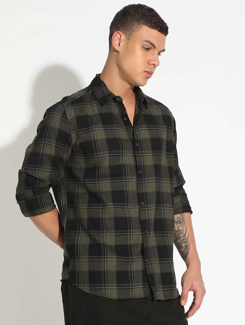 men checkered collared long sleeve shirt - 22173675 -  Standard Image - 2