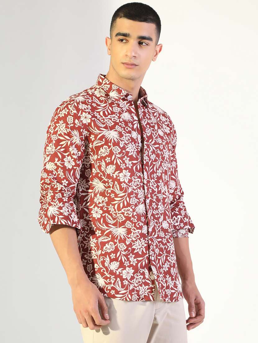 men printed collared long sleeve shirt - 22173677 -  Standard Image - 2