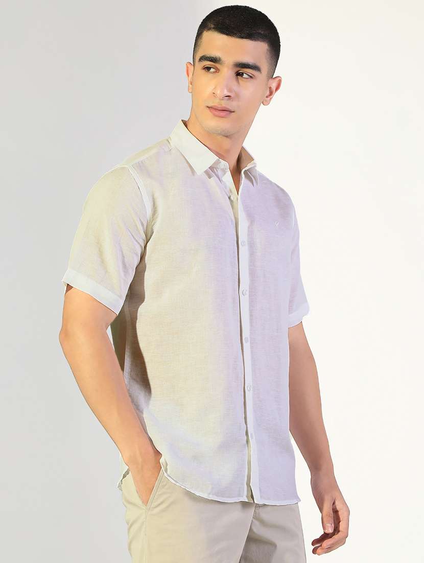 men solid collared short sleeve shirt - 22173684 -  Standard Image - 2