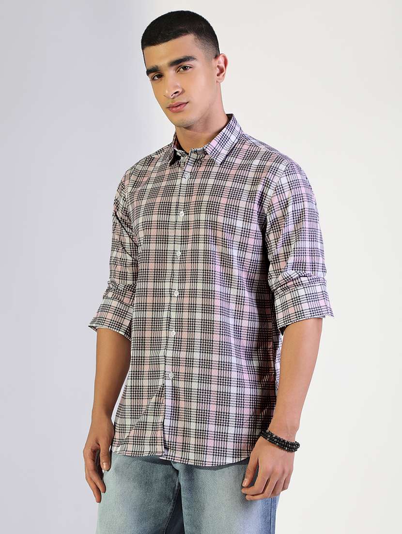 men checkered collared long sleeve shirt - 22173685 -  Standard Image - 2