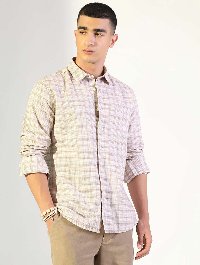men checkered collared long sleeve shirt - 22173688 -  Standard Image - 2