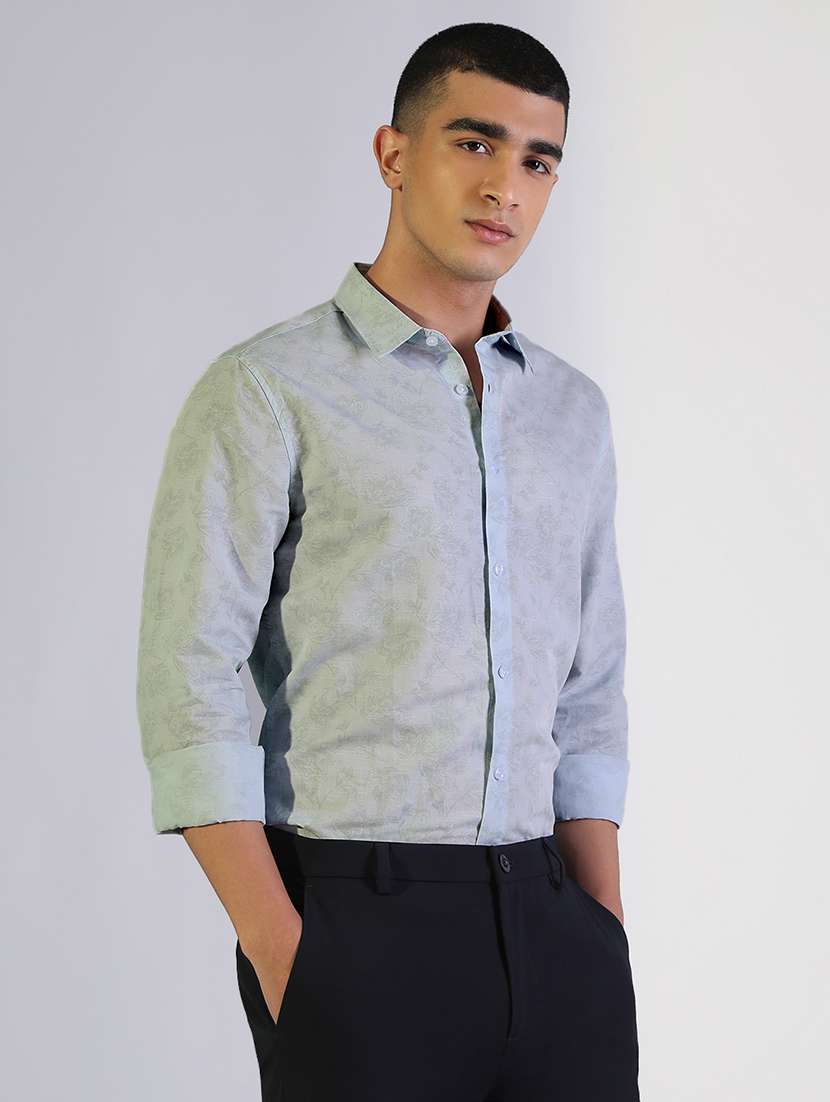 men printed collared long sleeve shirt - 22173691 -  Standard Image - 2