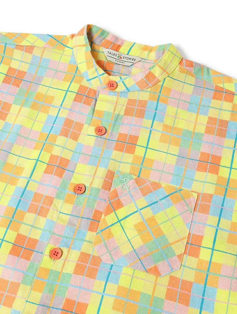 boys printed mandarin neck long sleeve shirt - 22173694 -  Standard Image - 2