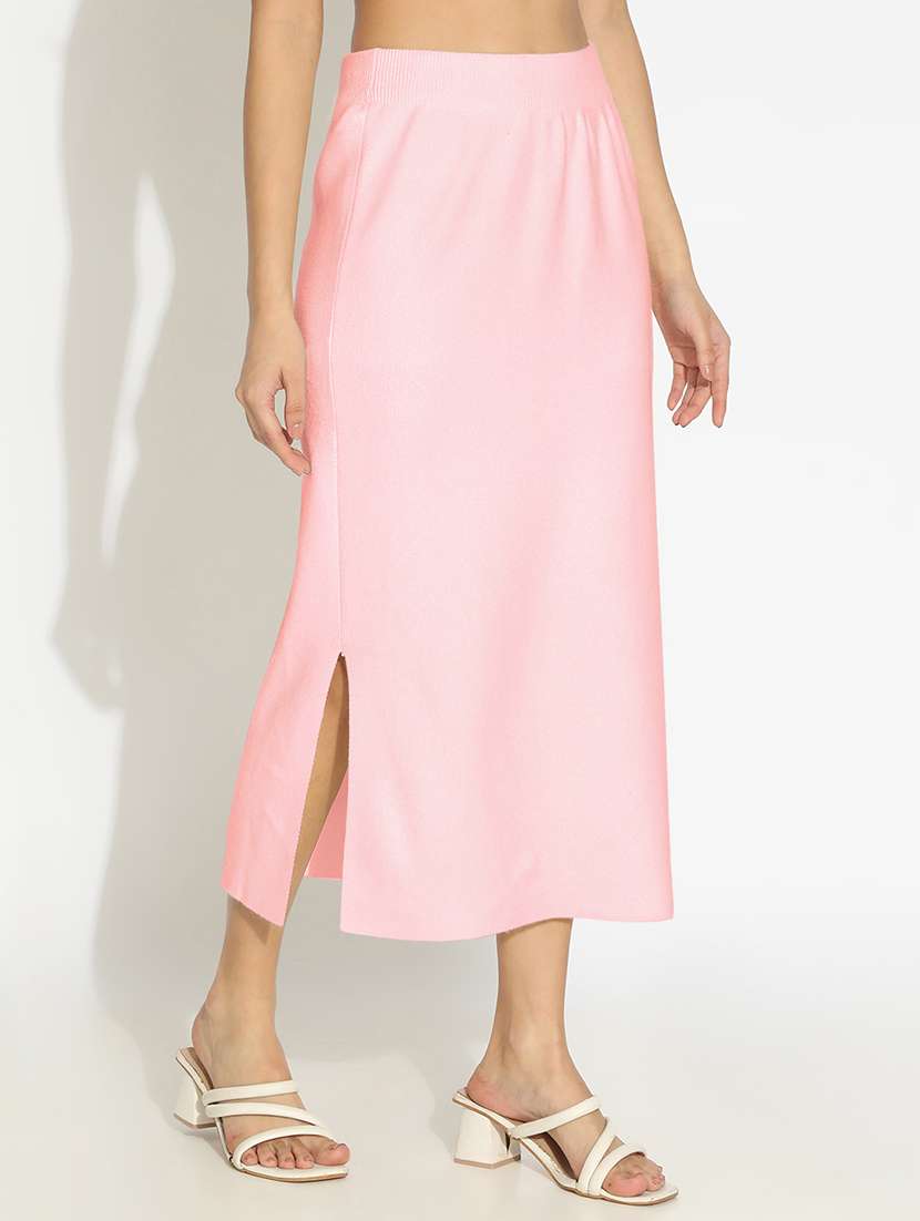 women pink solid high rise straight skirt - 22173699 -  Standard Image - 2