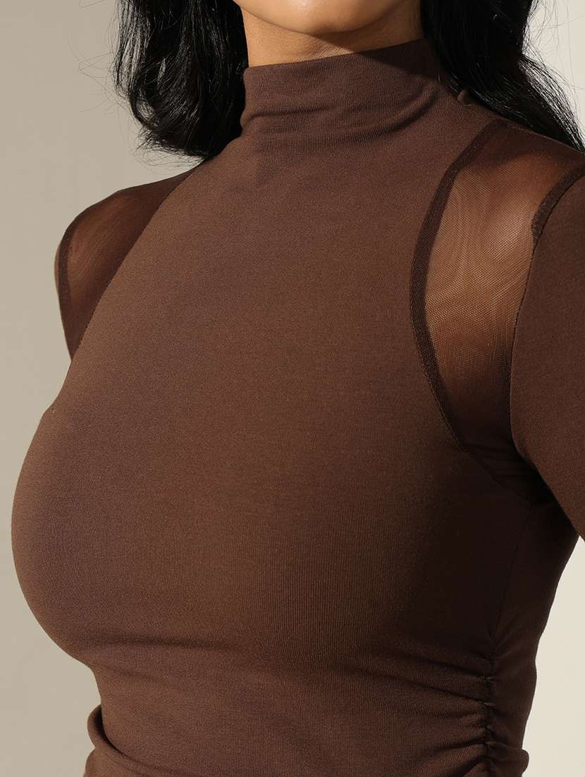 women solid high neck long sleeve top - 22173722 -  Standard Image - 7