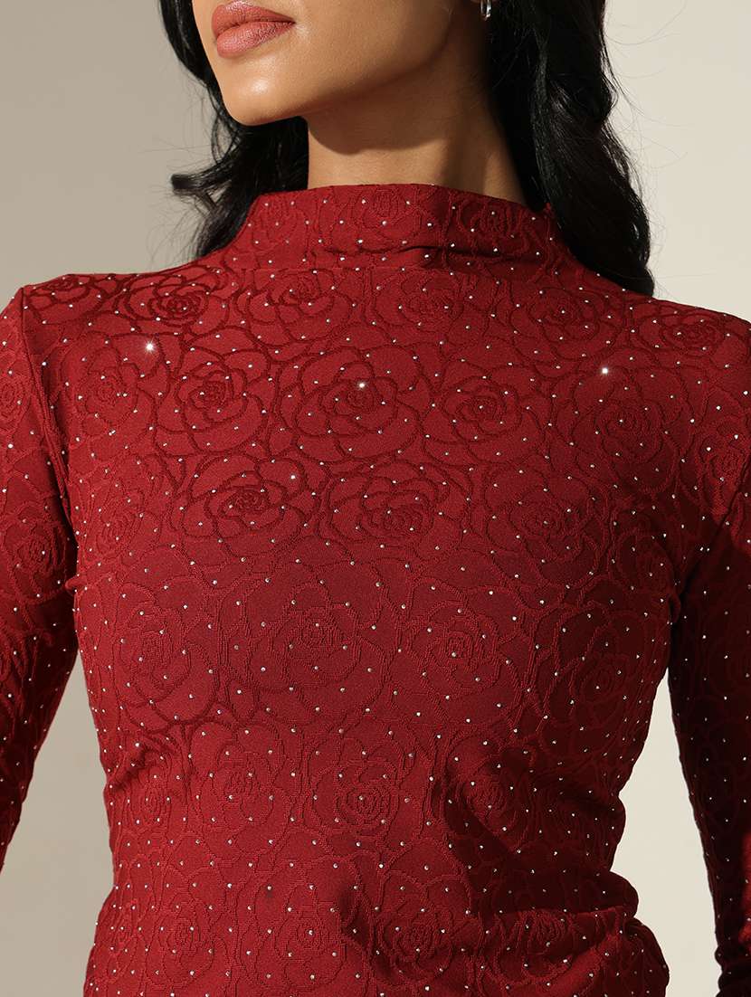 women self designed high neck long sleeve top - 22173724 -  Standard Image - 7