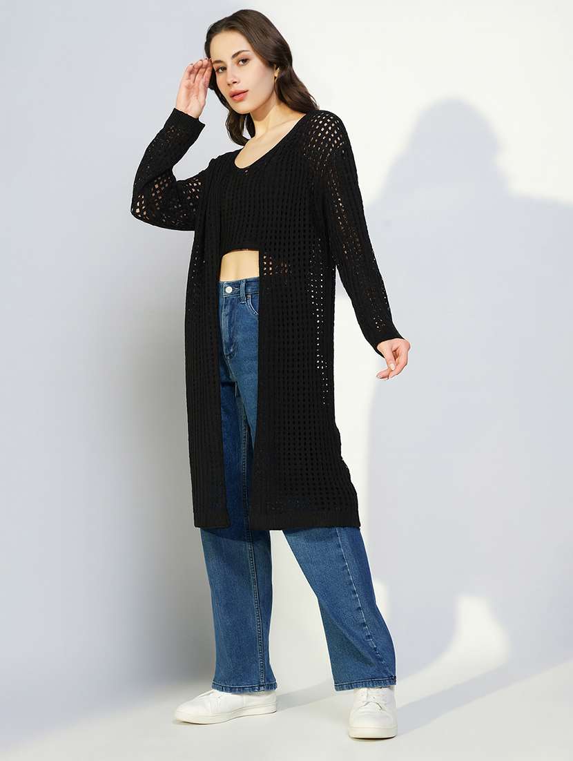 Women Self Designed Crochet Crop Top With Shrug - 22173735 -  Standard Image - 2