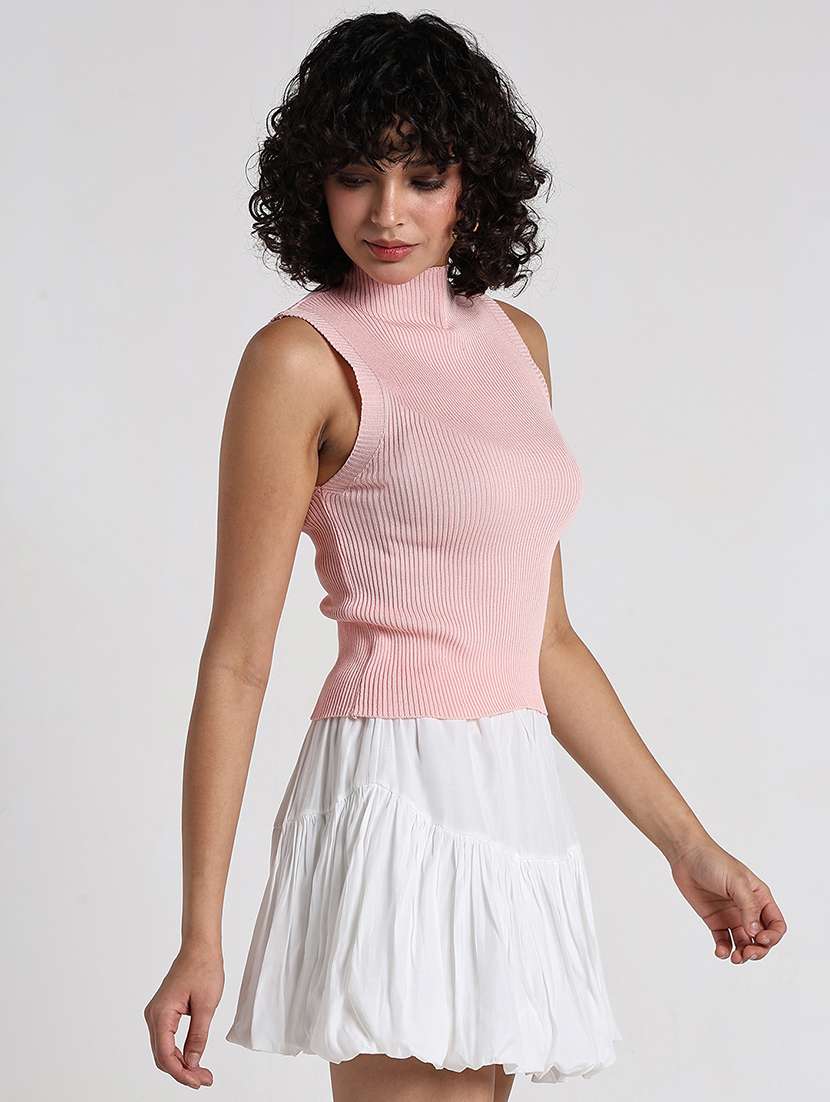 women solid high neck sleeveless tank top - 22173749 -  Standard Image - 2