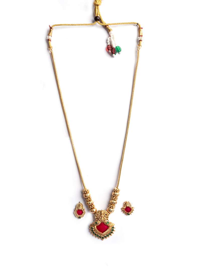 red meenakari beads necklace set - 22173759 -  Standard Image - 2