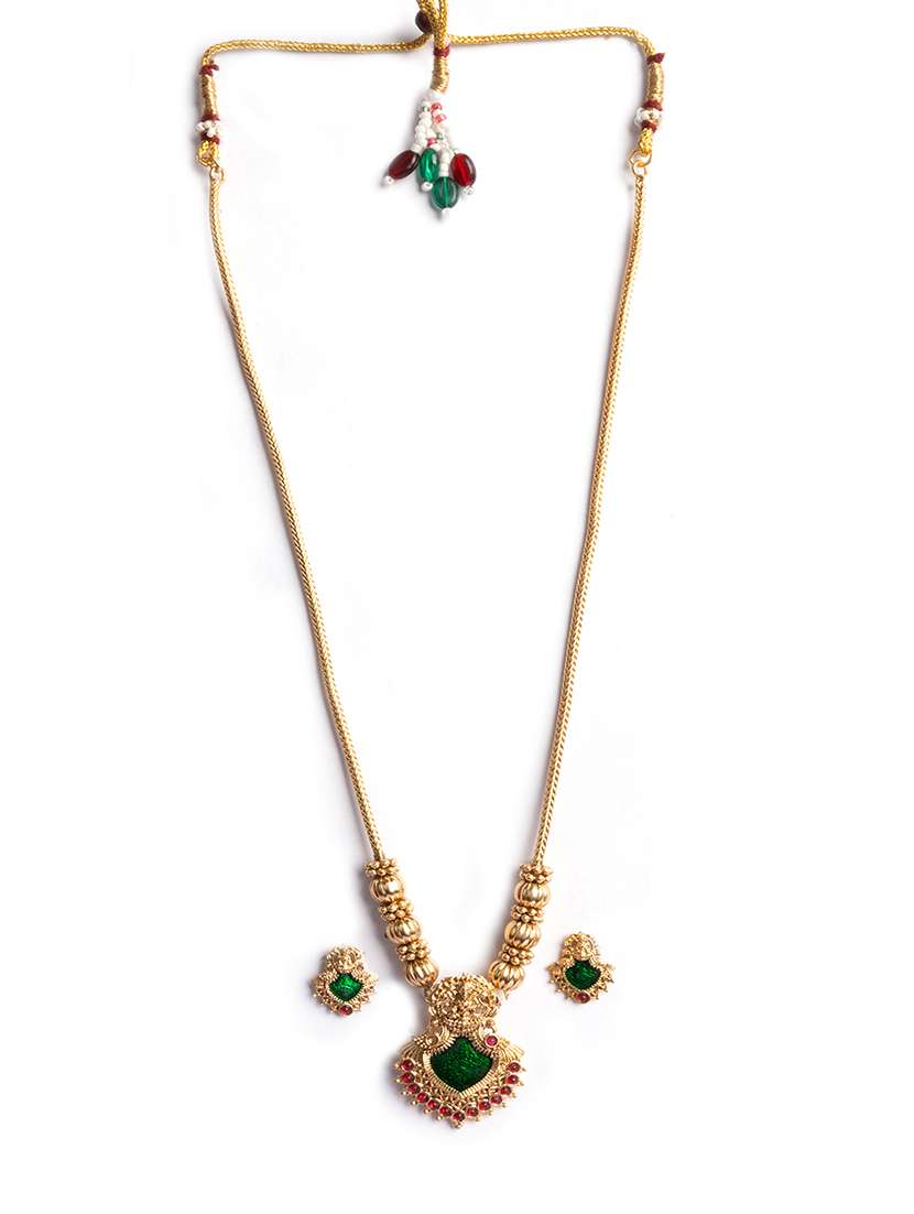 green meenakari beads necklace set - 22173760 -  Standard Image - 2